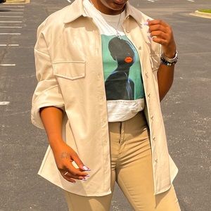 Over sized faux leather shirt